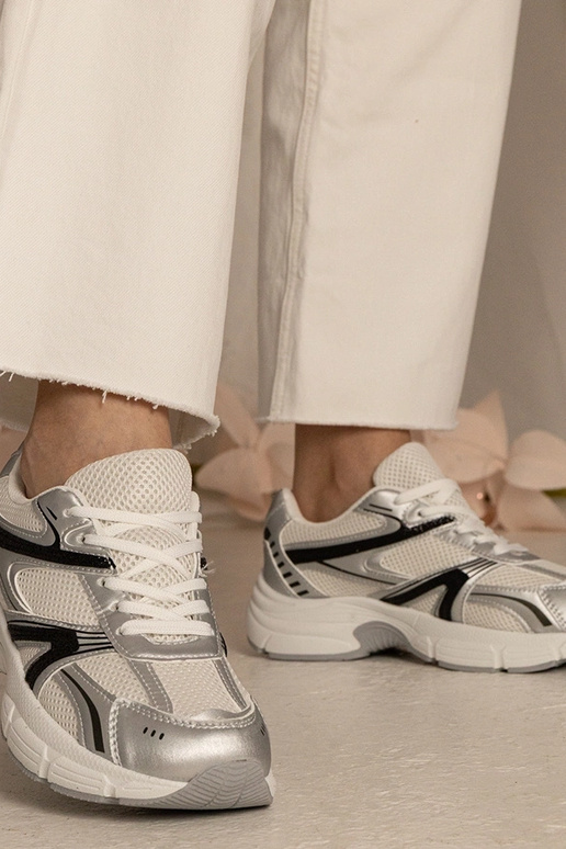 Silberne Damen Sneakers Sport mit... Silberne Damen Sneakers Sport mit...