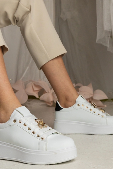 Schwarz-weiße Damen Sneakers mit Steinen Sarena