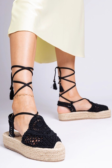 Schwarze geflochtene Damen-Espadrilles Narita 2