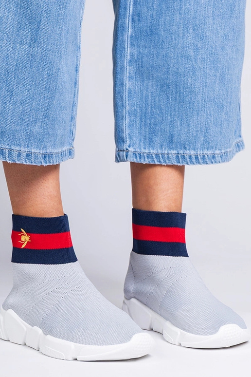 Graue Damen Sneakers mit Socken-Stil... Graue Damen Sneakers mit Socken-Stil...