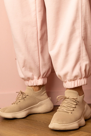 Beige Damen-Sneaker mit...