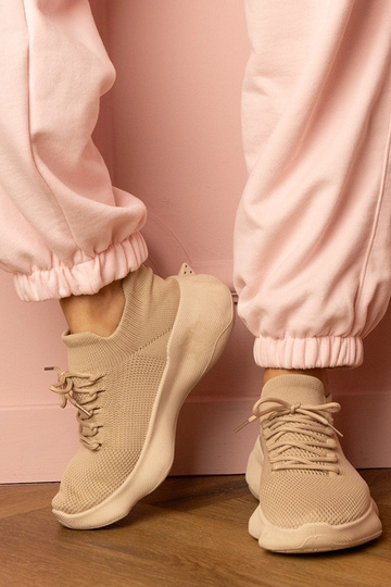 Beige Damen-Sneaker mit Strumpfdesign Zurry 2