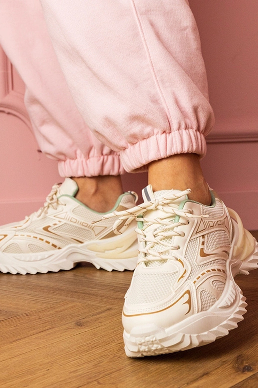 Beige Damen-Sneaker auf dicker...