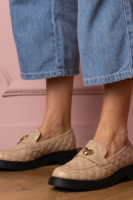 Sandfarbene Damen-Mokassins mit... Sandfarbene Damen-Mokassins mit...