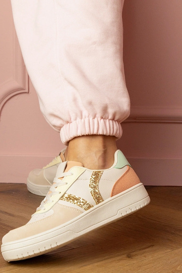 Sandfarbene Damen-Sneaker mit Glitzerdetails Blona 2