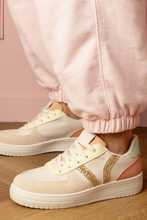 Sandfarbene Damen-Sneaker mit... Sandfarbene Damen-Sneaker mit...