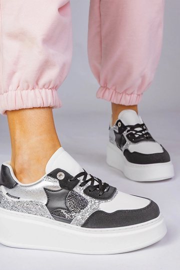 Schwarze Sportschuhe mit Glitzer und Tiermuster, „Bertula" 2
