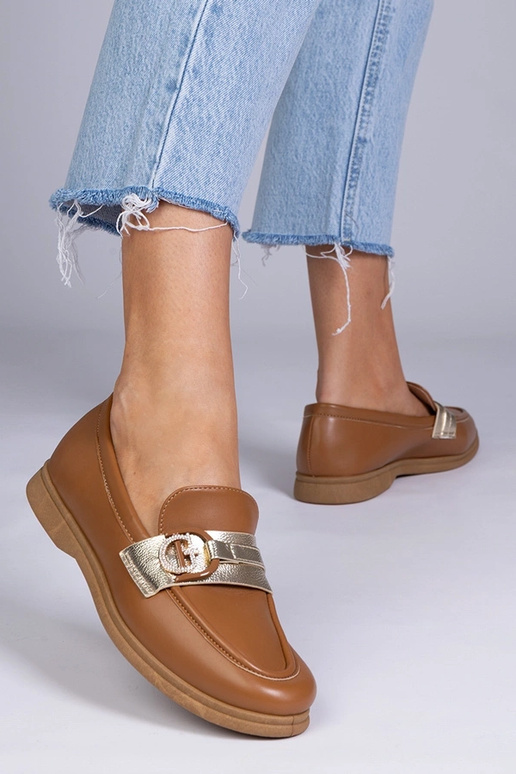 Braune Mokassins aus Eco-Leder mit... Braune Mokassins aus Eco-Leder mit...