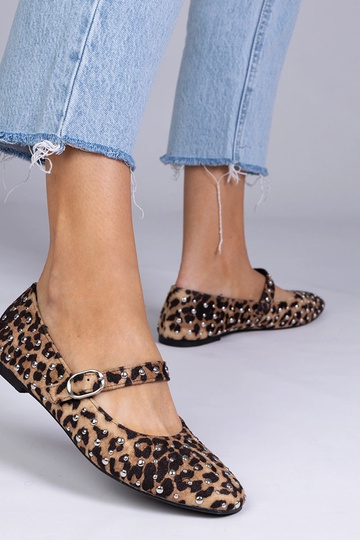 Panter-Muster Ballerinas mit Nieten und Schnalle, „Salos" 2