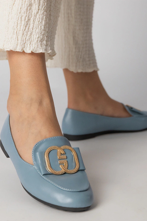 Blaue Damen Mokassins mit goldenem... Blaue Damen Mokassins mit goldenem...