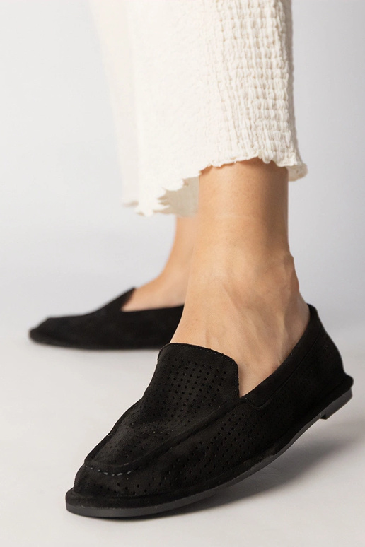 Schwarze durchbrochene Mokassins aus...