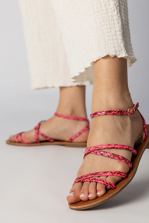 Rosa Sandalen mit flachem Absatz,... Rosa Sandalen mit flachem Absatz,...