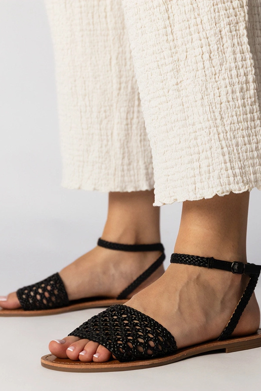 Schwarze geflochtene Sandalen mit...