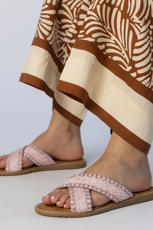 Rosa Damen geflochtene Slipper,...