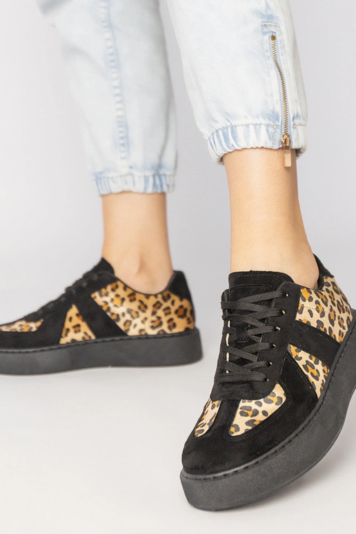 Schwarze Sneakers mit Pantherdruck,...