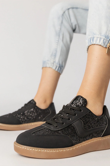 Schwarze Damen Sneakers mit Glitzer, „Likana"
