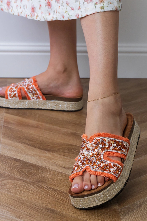 Orangefarbene Espadrilles mit...