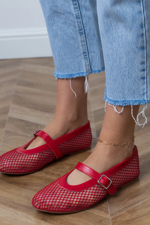 Rote Netz-Ballerinas mit Schnalle Turina Rote Netz-Ballerinas mit Schnalle Turina