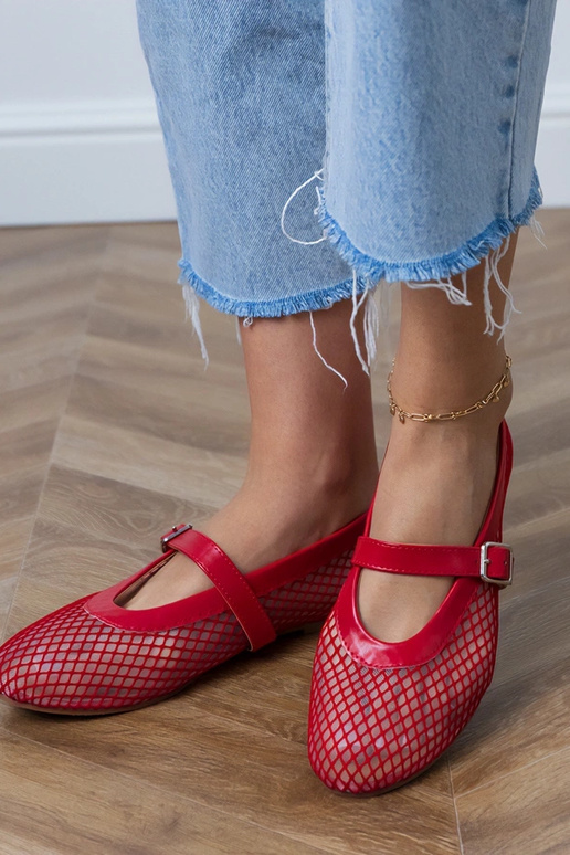 Rote Netz-Ballerinas mit Schnalle Turina Rote Netz-Ballerinas mit Schnalle Turina
