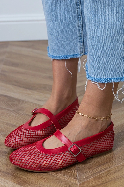 Rote Netz-Ballerinas mit Schnalle Turina Rote Netz-Ballerinas mit Schnalle Turina