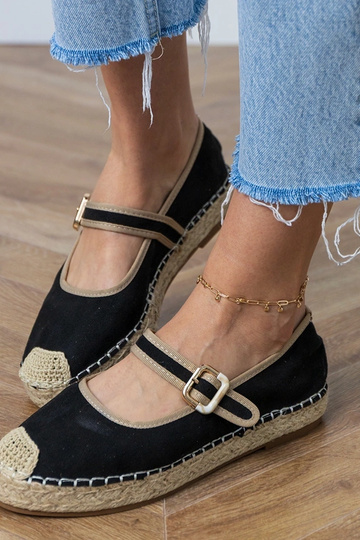 Schwarze Espadrilles mit dekorativer Schnalle Pilata 2