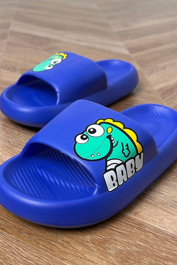 Blaue Kinderpantoletten mit Druck Milos