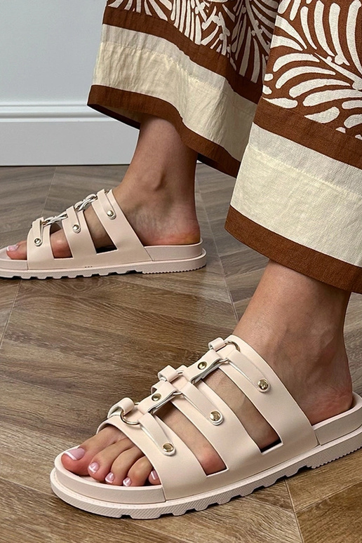 Sandfarbene römische Pantoletten mit...