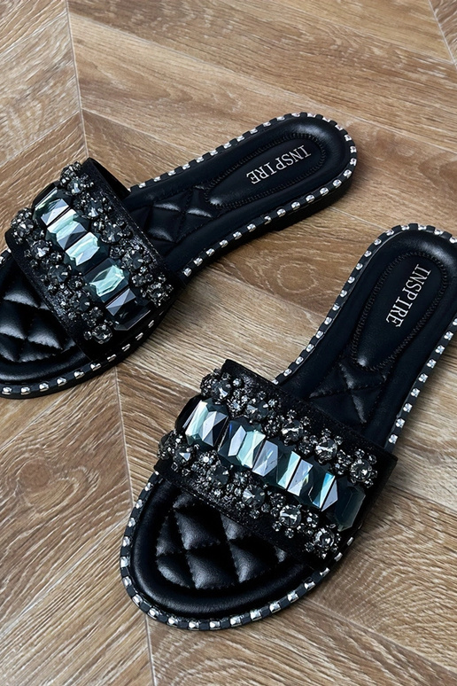 Schwarze Hausschuhe mit Kristallen Zurab