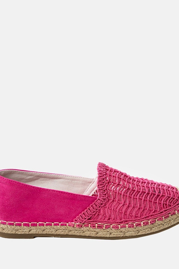 Rosa durchbrochene Espadrilles auf der Plattform Plevis