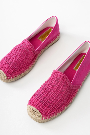 Rosa durchbrochene Espadrilles auf der Plattform Plevis 2
