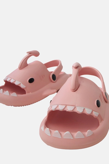 Rosa Kinder-Slipper mit Haifischmotiven Tossi 2