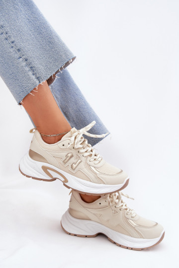 Sneakers Stilvollllschuhe Feminin mit modischer Es mussssivsohle Beige Davira