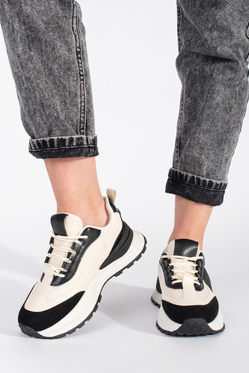 Schwarz-beige Damen-Turnschuhe 2