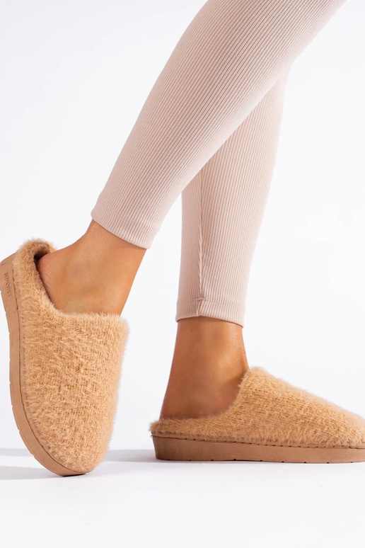 Hausschuhe mit Fell für Damen in Braun