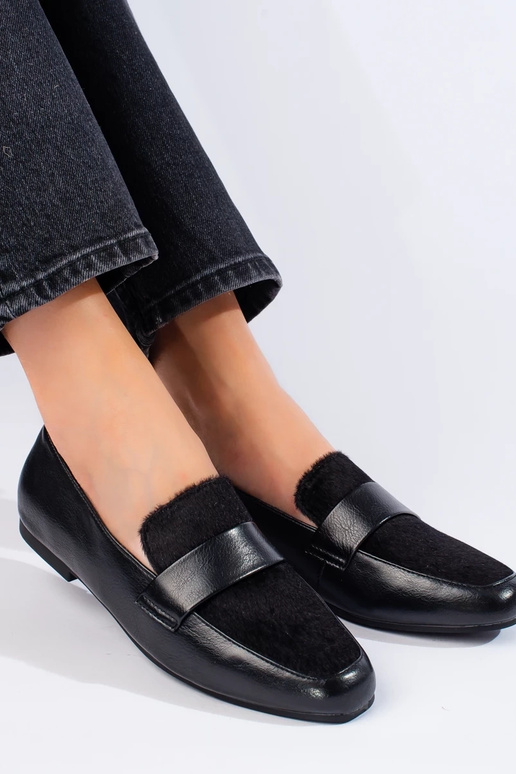 schwarze Damenstiefeletten mit Fell...