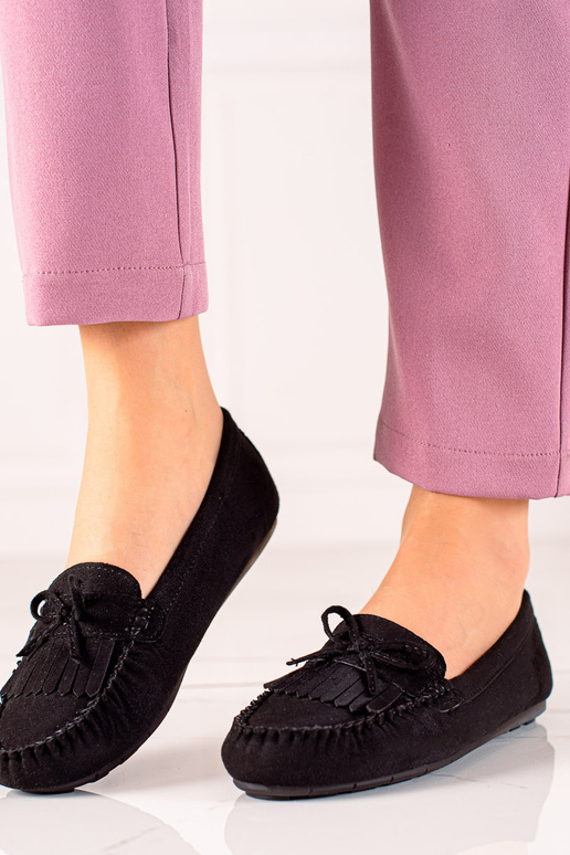 Shelovet Mokassins mit Band in Schwarz