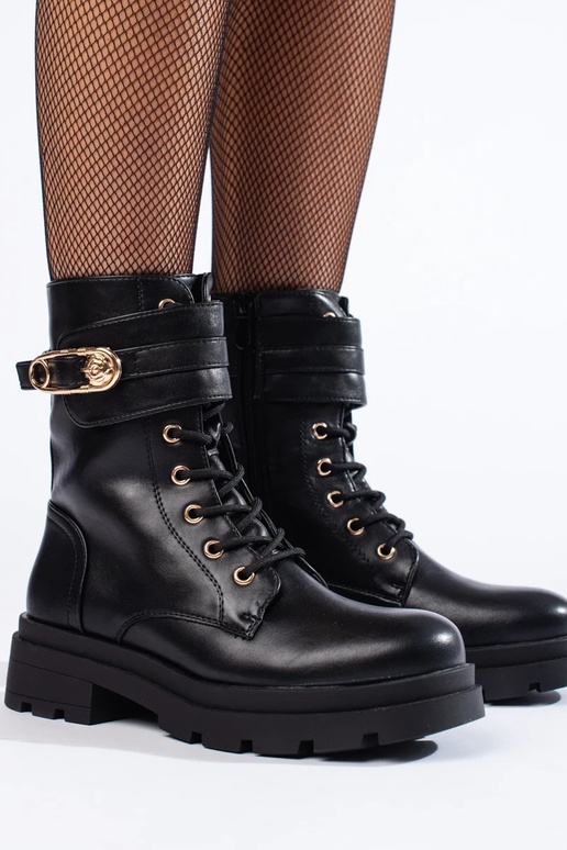 Damenstiefel aus Kunstleder, schwarz Damenstiefel aus Kunstleder, schwarz