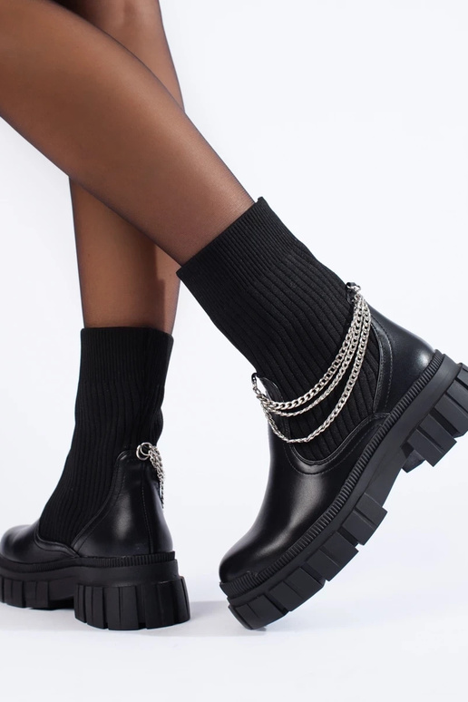 Schwarze Damenstiefeletten mit...