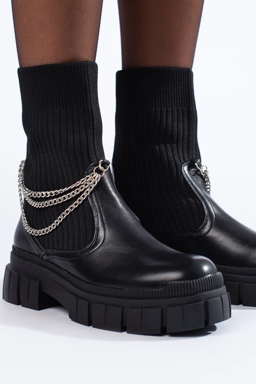 Schwarze Damenstiefeletten mit...