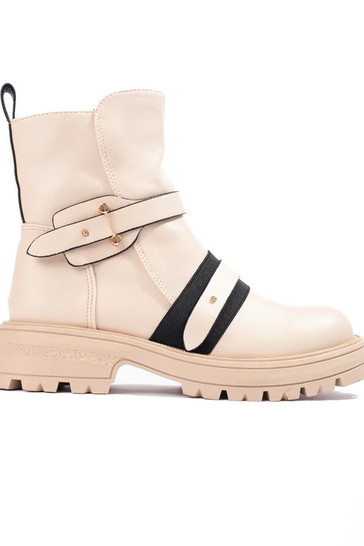 Beige Damenstiefel mit Schutz