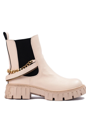 Beige Damenschuhe mit Kette