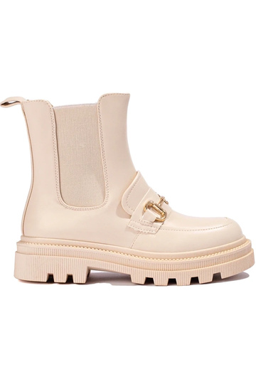 Beige Damenschuhe mit Plateau