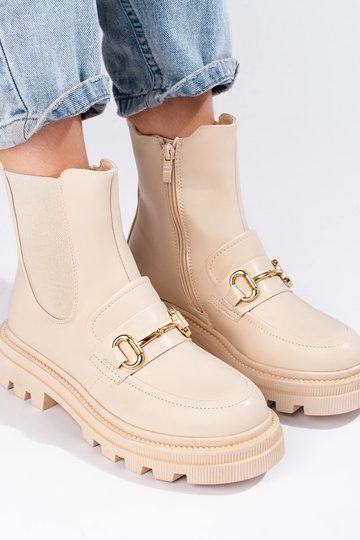 Beige Damenschuhe mit Plateau 2