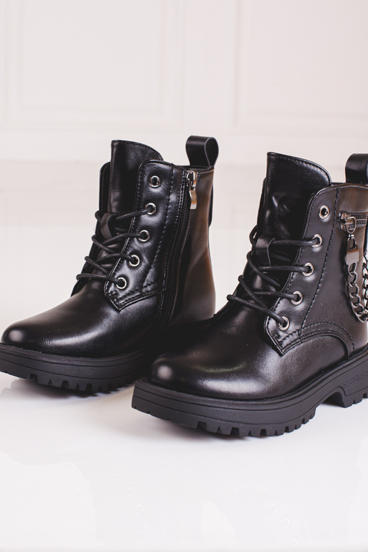 schwarze Schuhe für Mädchen mit Kette