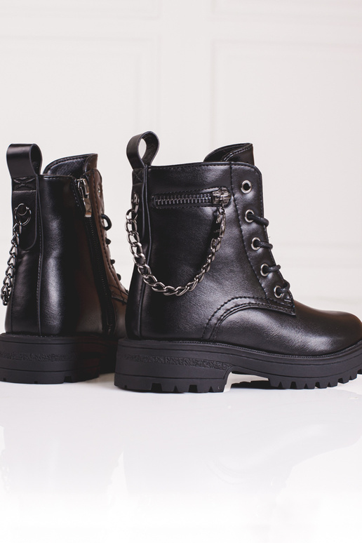 schwarze Schuhe für Mädchen mit Kette