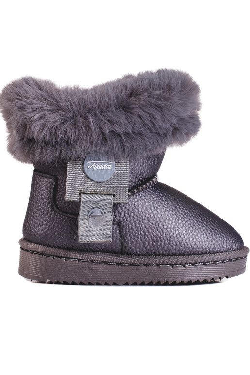 graue Schneestiefel für Mädchen mit Fell