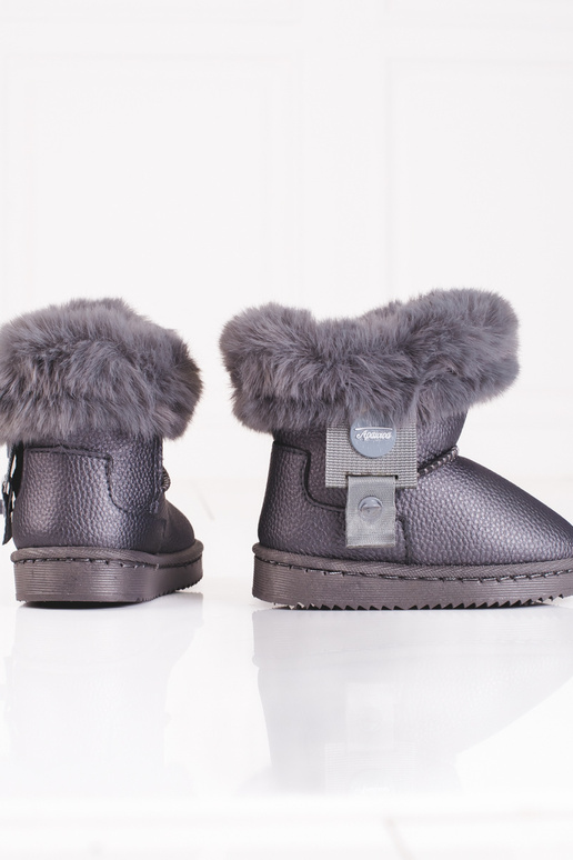 graue Schneestiefel für Mädchen mit Fell