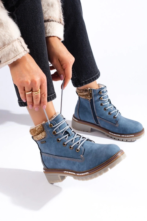 Schuhe für Damen blau aus Öko-Leder