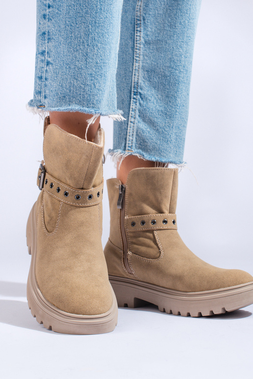 Beige Damenschuhe aus Öko-Wildleder Beige Damenschuhe aus Öko-Wildleder