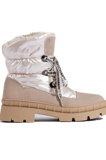Beige Damen-Schneestiefel...